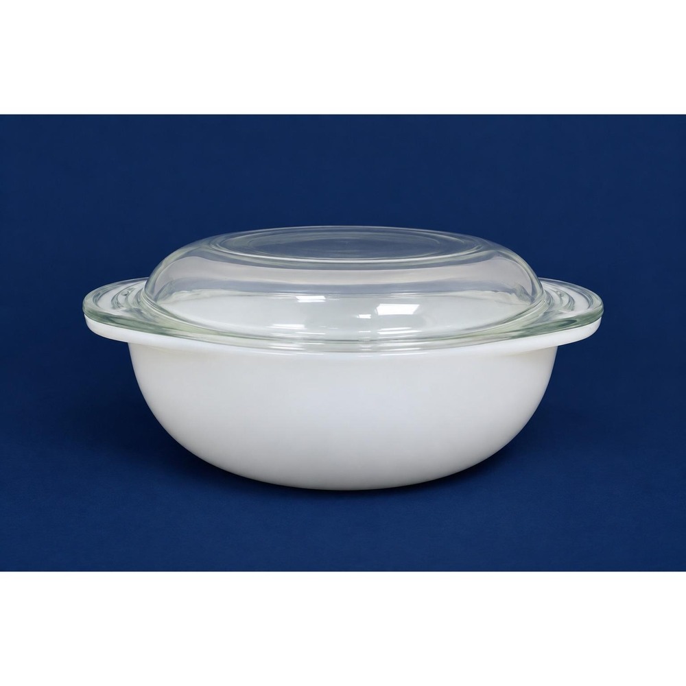 VTG Pyrex Opal Milk 1 -1/2 Qt White Round Casserole Baking Bowl Dish, #023, #683